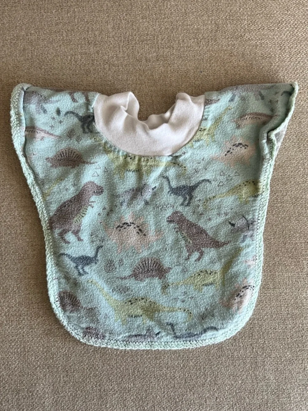 Dinosaur Print Slip-On Baby Bib Soft Terry Cloth Feeding Bib Green Dino Drool